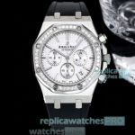  Replica Diamond Bezel Audemars Piguet Royal Oak Offshore White Six-hand Chronograph Dial Watch
